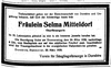 Das Vorarlberger Tagblatt vom 23.03.1938 informierte die Öffentlichkeit über den Tod von Selma Mitteldorf. (Quelle: ANNO – Österreichische Nationalbibliothek)